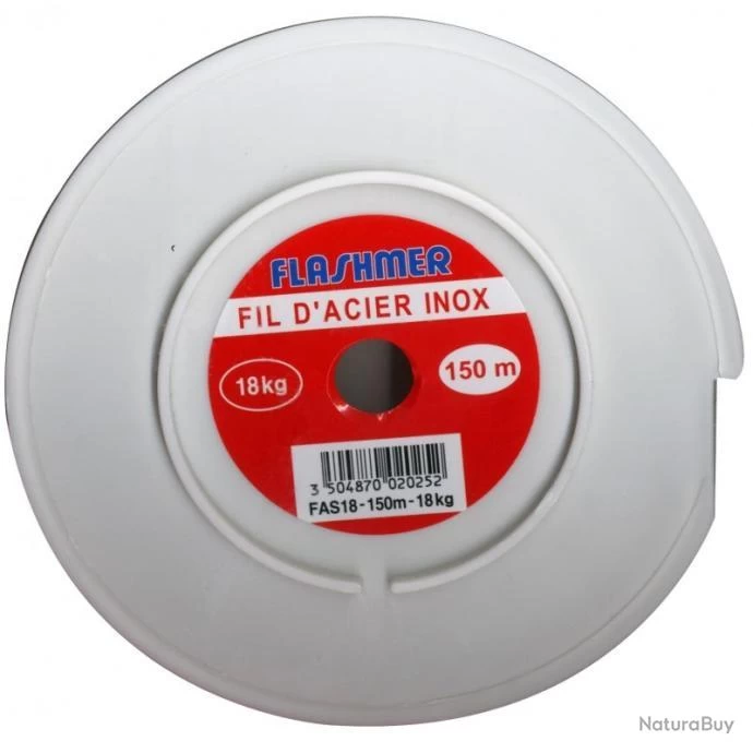 Fil Acier Tresse 7 Brins Inox - 150m - Flashmer 120KG 1 Fil Acier Tresse 7 Brins Inox - 150m - Flashmer 120KG
