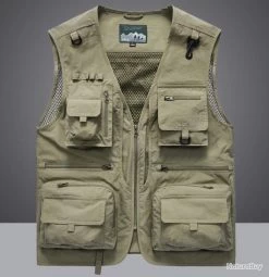 Mountain Gilet De Pêche 12 Poches, Coloris KAKI......LIV OFFERTE