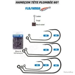 HAMEÇON TÊTES PLOMBÉES 60° FLASHMER 6/0
