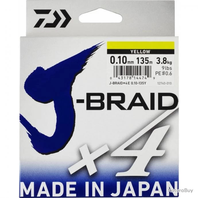 J-Braid X 4 270 M Chartreuse Tresse Daiwa Ø 13/100 / # PE 1.0 / 5.90 Kg / 13 Lb 1 J-Braid X 4 270 M Chartreuse Tresse Daiwa Ø 13/100 / # PE 1.0 / 5.90 Kg / 13 Lb