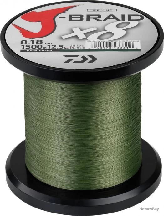 J-Braid X 8 1500 M Verte Daiwa Ø 0.28 Mm / PE 4.0 / 26.5 Kg / 58.0 Lbs 1 J-Braid X 8 1500 M Verte Daiwa Ø 0.28 Mm / PE 4.0 / 26.5 Kg / 58.0 Lbs