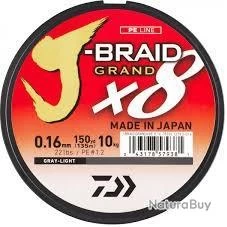 Daiwa TRESSE J BRAID GRAND 135M 8 BRINS GRISE 0.13mm / 8.5kg