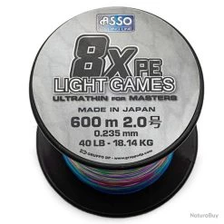 Asso Tresse Light Games 8x Multicolore 40lb 600m