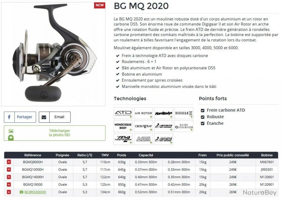 BG MQ 2020 8000 H Moulinet Peches Fortes Daiwa 2 BG MQ 2020 8000 H Moulinet Peches Fortes Daiwa – Image 2
