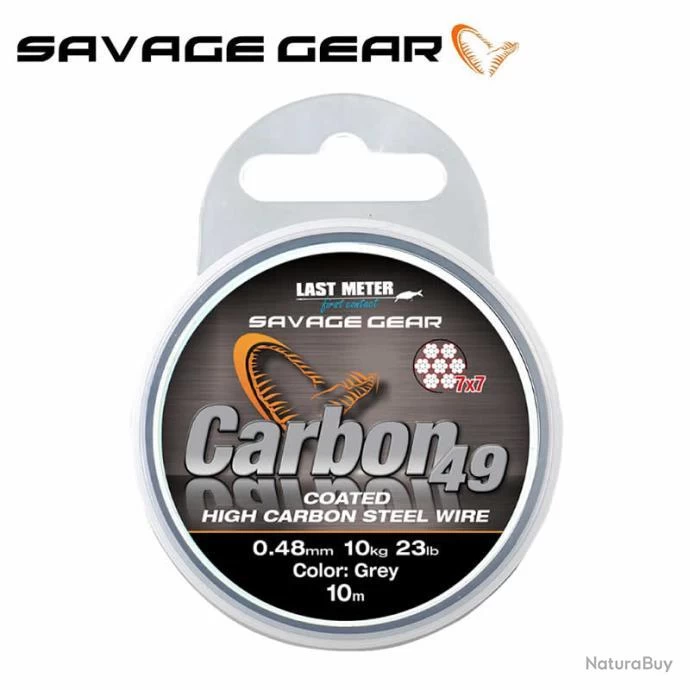 Bas De Ligne Tresse Acier Carbon49 Steelwire 10M Savage Gear Coated Grey 50lbs 2 Bas De Ligne Tresse Acier Carbon49 Steelwire 10M Savage Gear Coated Grey 50lbs – Image 2