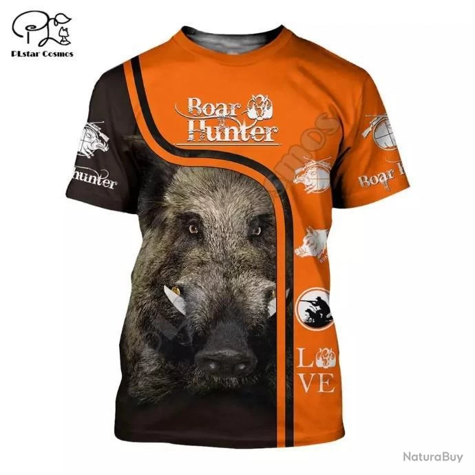 SUPERBE : T - Shirts Impression 3 D, Motif Sanglier N 3 2 SUPERBE : T - Shirts Impression 3 D, Motif Sanglier N 3 – Image 2